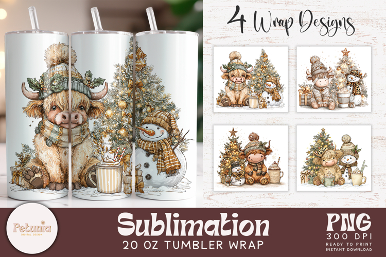 trendy vintage christmas png tumbler wrap designs being used as trendy Christmas 20 oz tumbler print