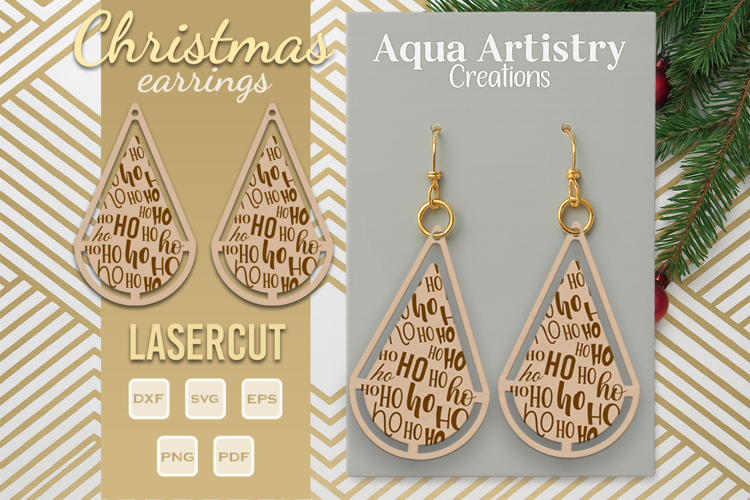 Ho Ho Ho Christmas Earrings Lasercut SVG