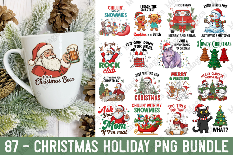 Christmas Holiday Png Bundle, Christmas Sublimation