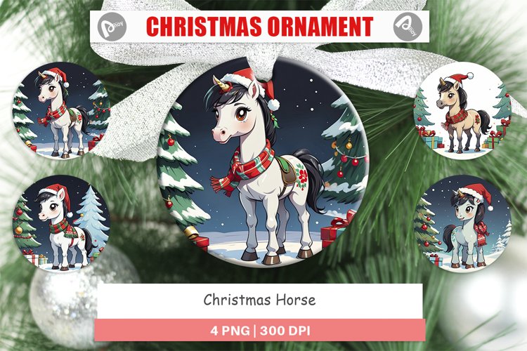Christmas Ornaments Cartoon Christmas Horse
