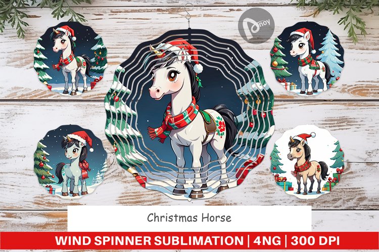 Wind Spinner Cartoon Christmas Horse