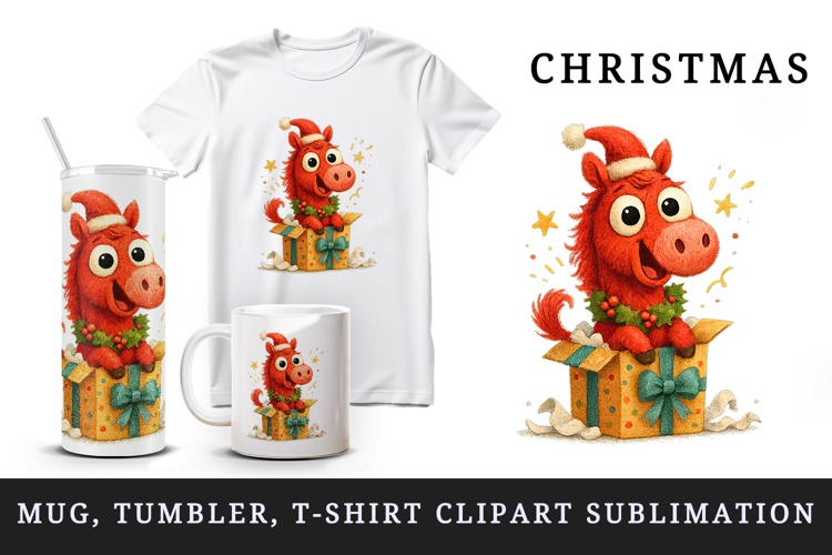 Christmas horse tumbler, mug wrap, clipart sublimation png