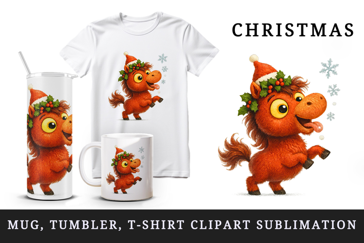 Christmas horse tumbler, mug wrap, clipart sublimation png