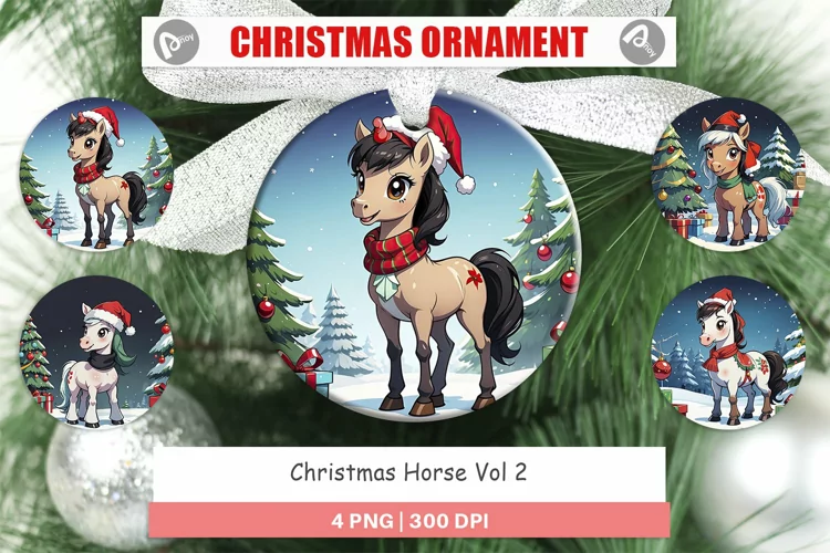 Christmas Ornaments Cartoon Christmas Horse