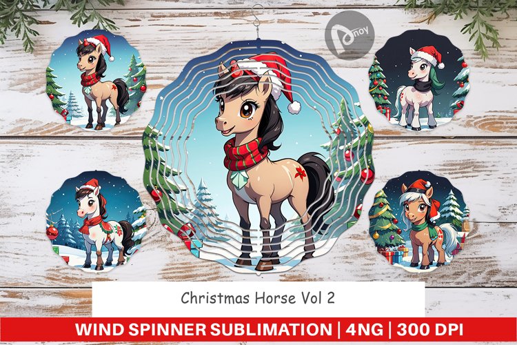 Wind Spinner Cartoon Christmas Horse example image 1