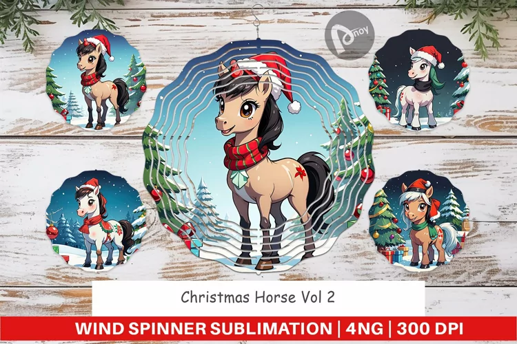 Wind Spinner Cartoon Christmas Horse