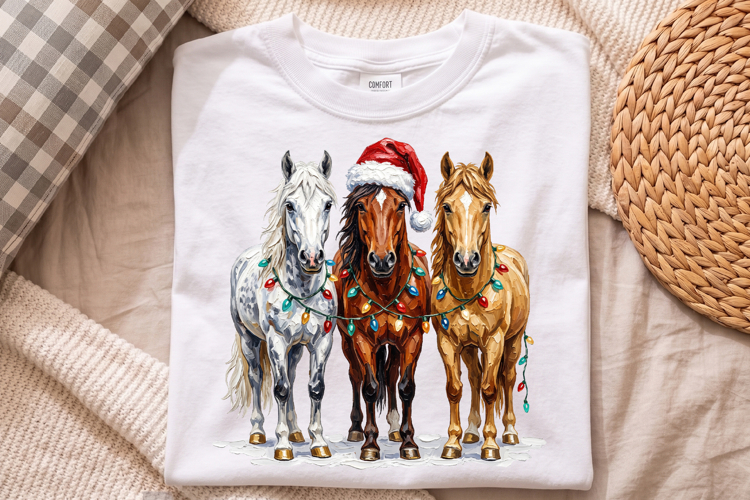 Christmas Horses Png, Festive Equestrian Holiday Design