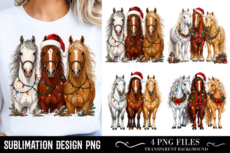 Christmas Horses Png, Festive Equestrian Holiday Design example image 1