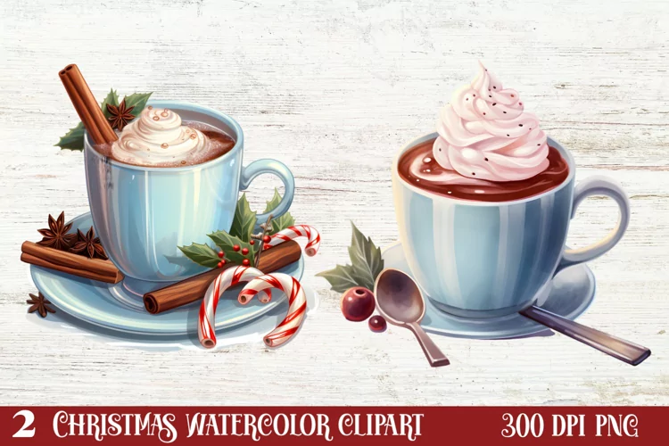 Christmas Hot Chocolate Clipart Sublimation