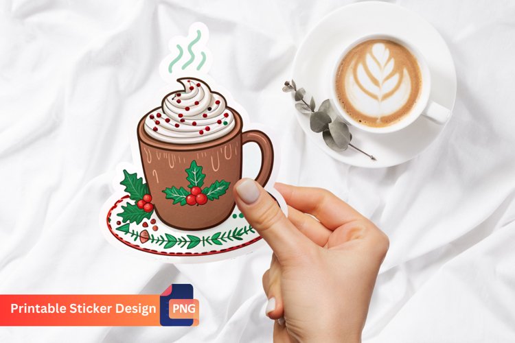 Christmas Hot Cocoa Sticker, Winter Hot Chocolate Sticker