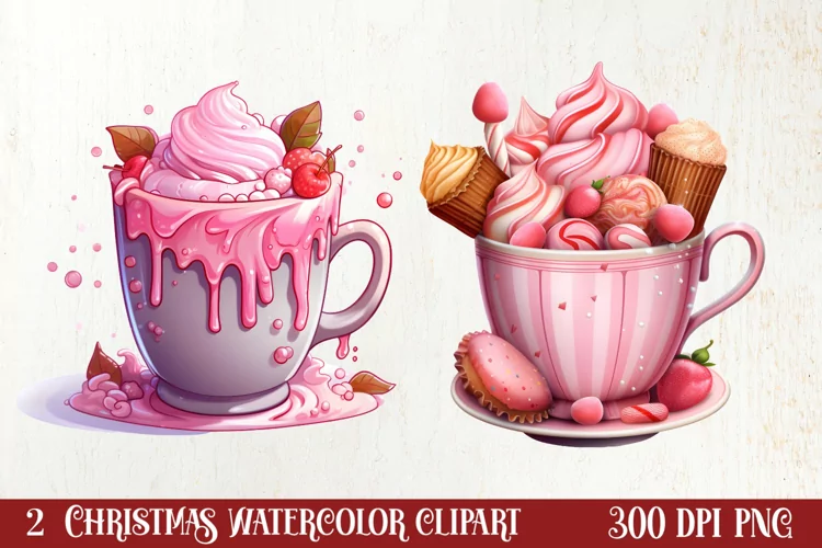 Christmas Hot Cocoa Sublimation Clipart, Christmas Clipart