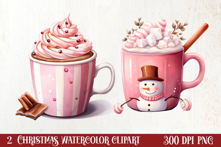 Christmas Hot Cocoa Sublimation Clipart, Christmas Clipart