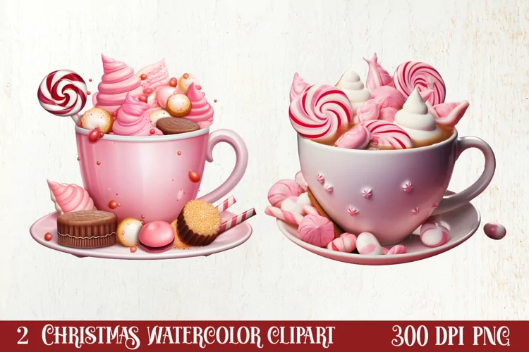 Christmas Hot Cocoa Sublimation Clipart, Christmas Clipart