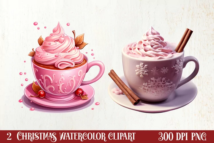 Christmas Hot Cocoa Sublimation Clipart, Christmas Clipart