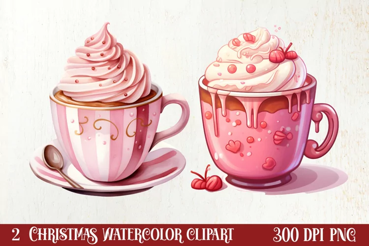 Christmas Hot Cocoa Sublimation Clipart, Christmas Clipart
