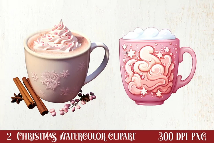 Christmas Hot Cocoa Sublimation Clipart, Christmas Clipart