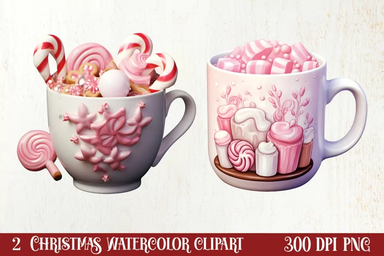 Christmas Hot Cocoa Sublimation Clipart, Christmas Clipart
