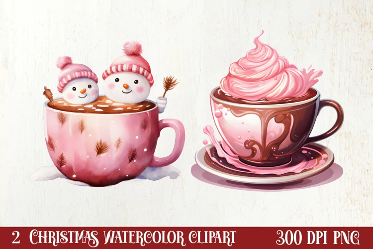 Christmas Hot Cocoa Sublimation Clipart, Christmas Clipart