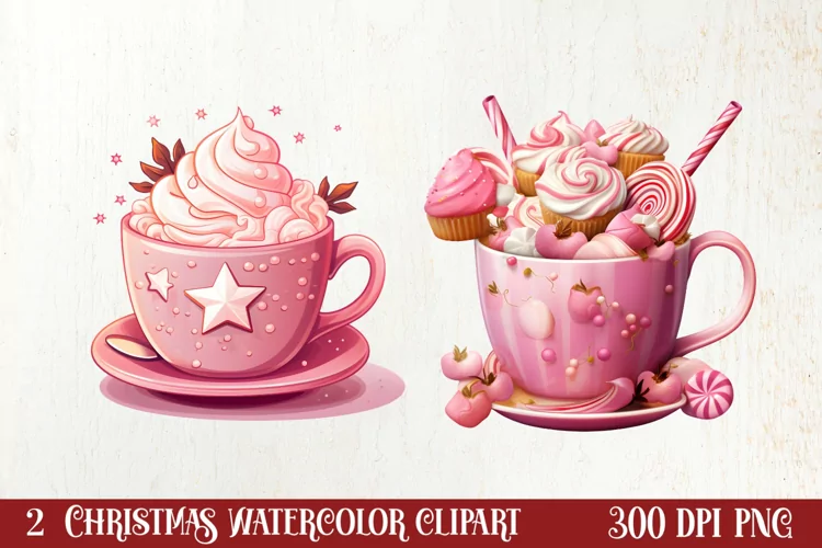 Christmas Hot Cocoa Sublimation Clipart, Christmas Clipart