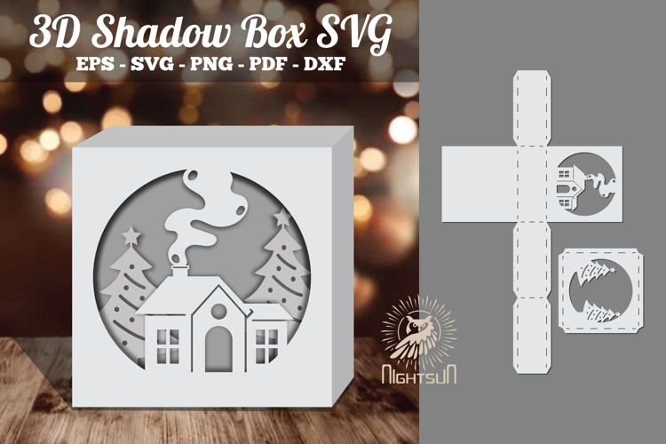 Christmas House 3D Papercut Shadow Box SVG