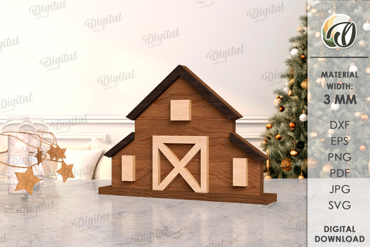 Christmas House Laser Cut. Christmas Stand Decor SVG