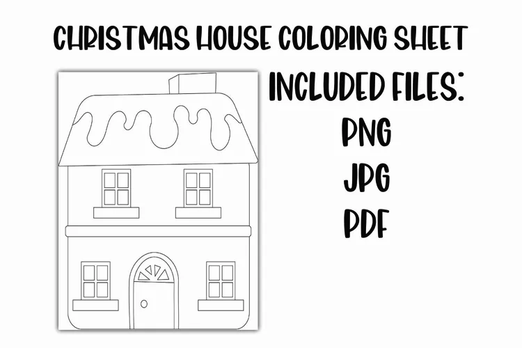 Christmas House Coloring Sheet for Kids