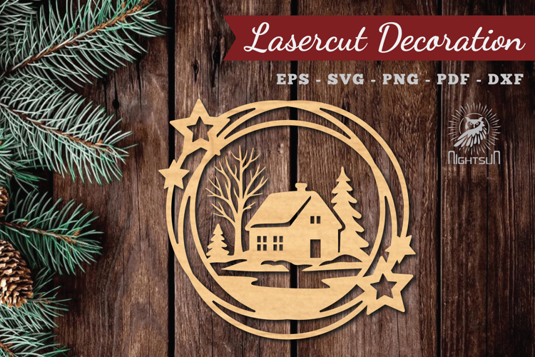 Christmas House Laser Cut Round SVG
