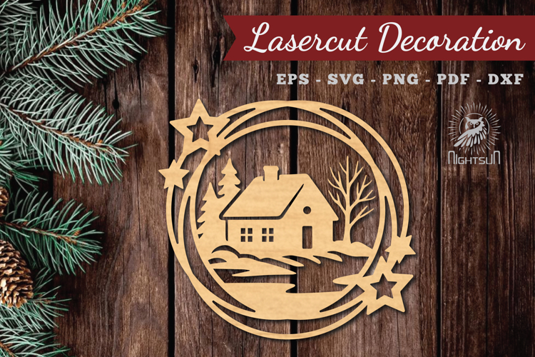 Christmas House Laser Cut Round SVG