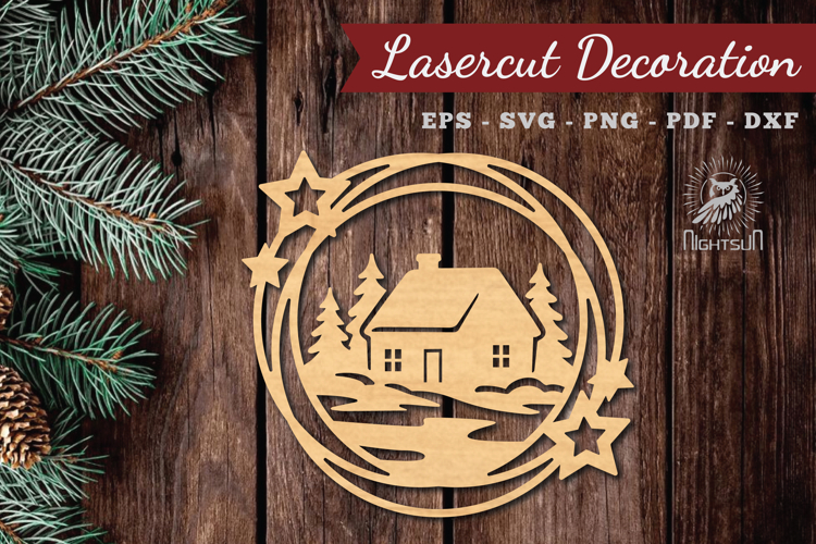 Christmas House Laser Cut Round SVG