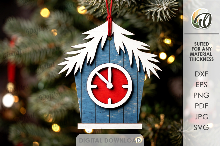 Christmas House Tree Ornament Laser Cut. Christmas Decor SVG