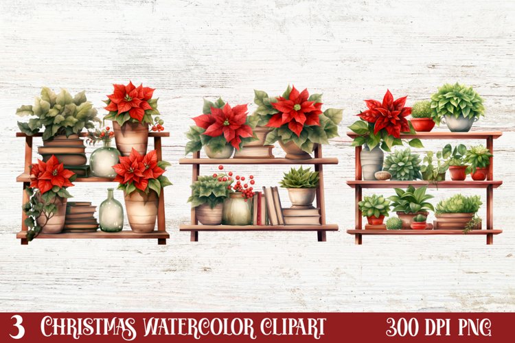 Christmas Houseplants Clipart Sublimation