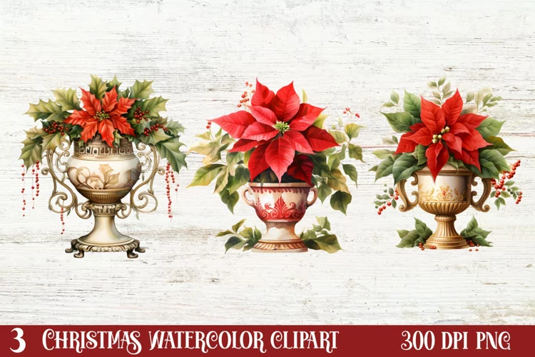 Christmas Houseplants Clipart Sublimation