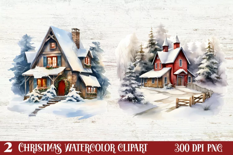 Christmas Houses Clipart Sublimation