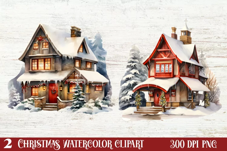 Christmas Houses Clipart Sublimation