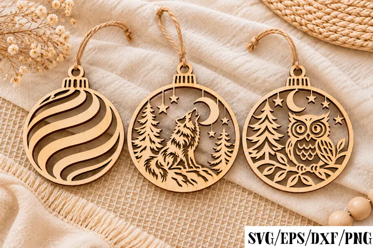 Christmas Howling Wolf Owl Laser Cut