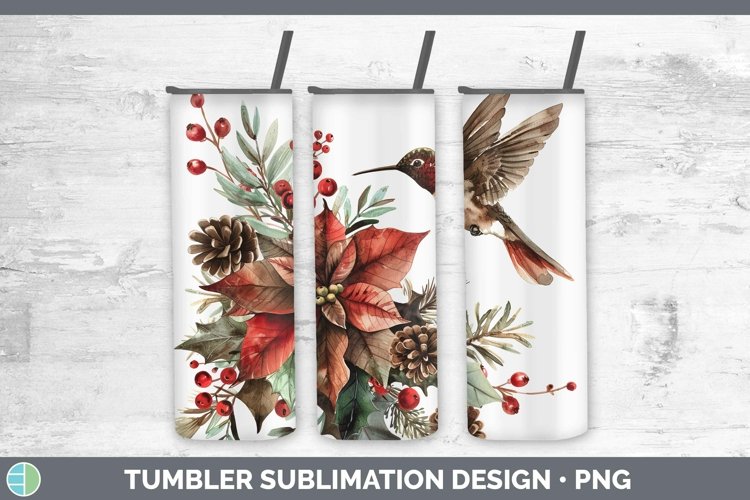 Christmas Hummingbird Tumbler Sublimation 20 oz Skinny Tumbl