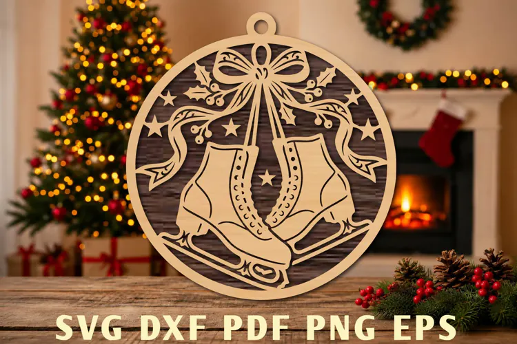 Christmas Ice Skates Laser Cut SVG
