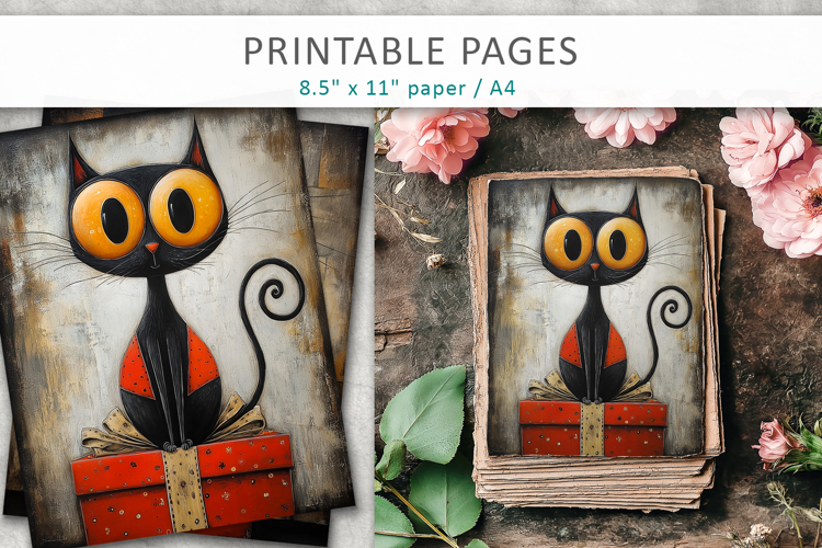 Christmas animal grunge printable pages