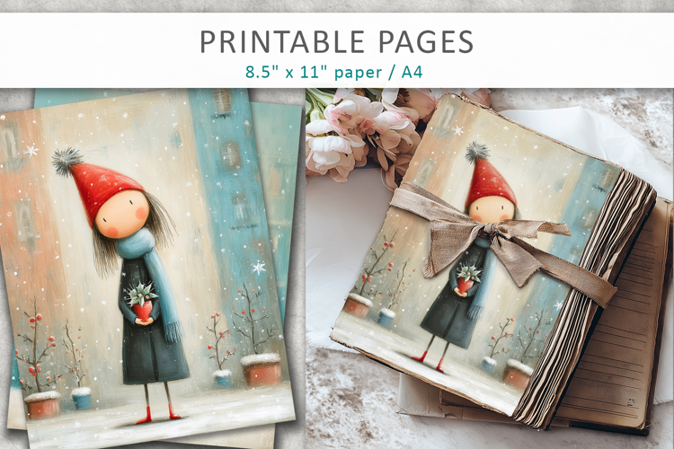 Christmas winter illustration, grunge paper