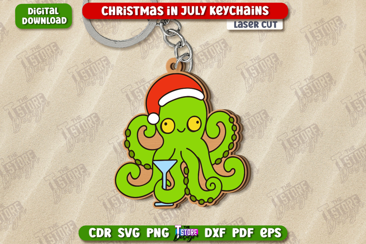 Christmas in July Keychain Laser Cut | Summer Design|Keyring