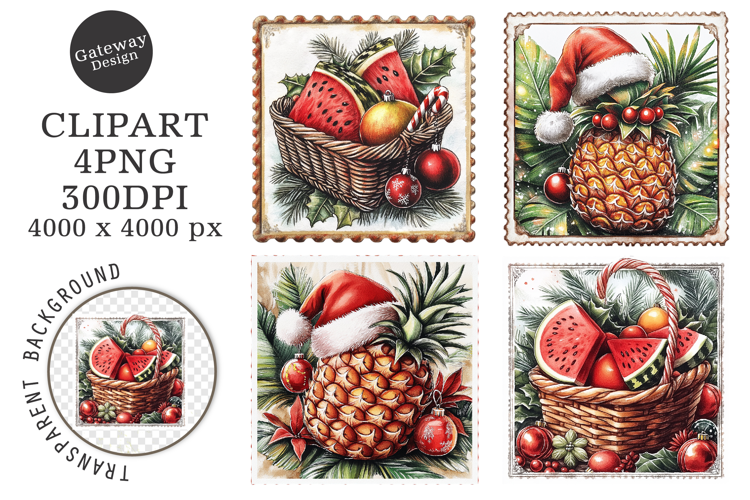 christmas in july postage stamps Clipart