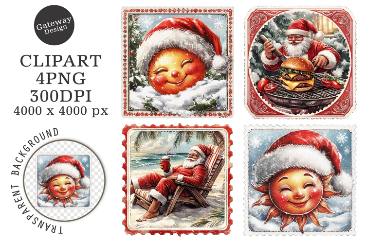 christmas in july postage stamps Clipart