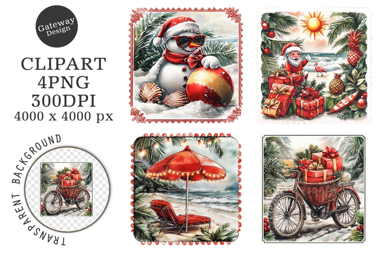 christmas in july postage stamps Clipart
