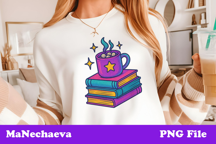 Christmas Iridescent Sublimation Neon Books   Cocoa Clipart