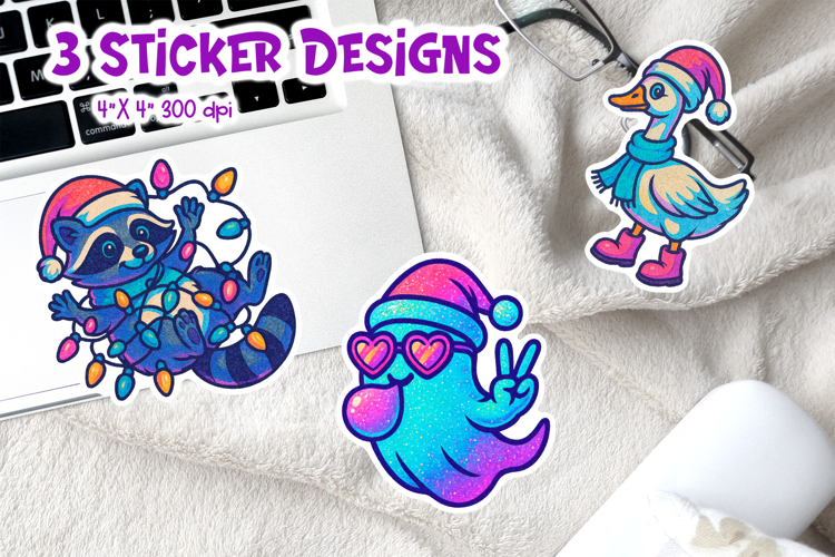 Christmas Iridescent Neon Sticker | Funny Holiday Printable