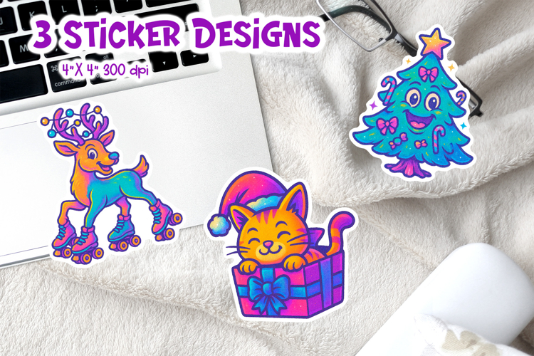 Christmas Iridescent Neon Sticker | Funny Holiday Printable
