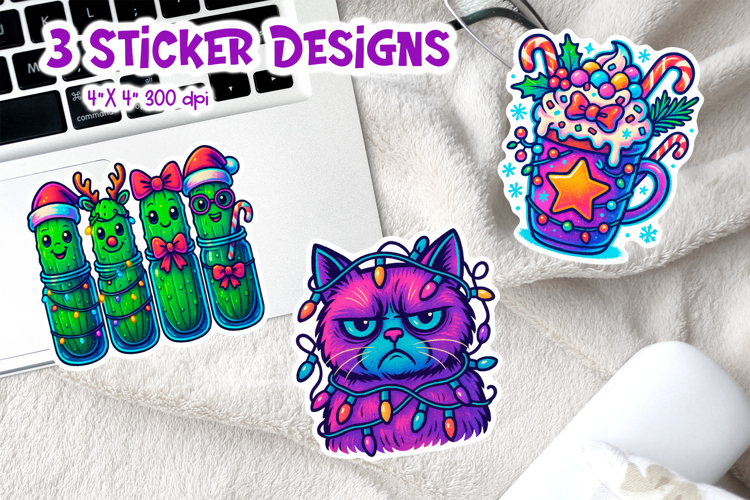Christmas Iridescent Neon Sticker | Funny Holiday Printable