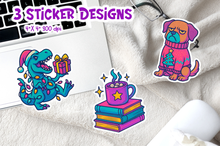 Christmas Iridescent Neon Sticker | Funny Holiday Printable