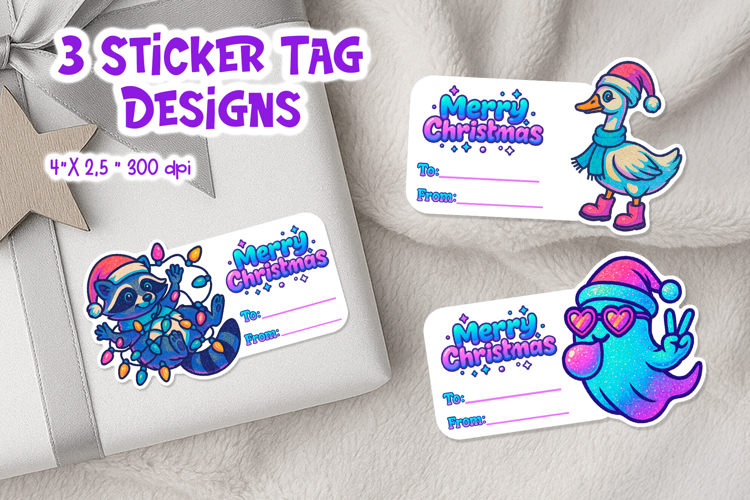 Iridescent Christmas Tag Printable | Neon Holiday Gift Label