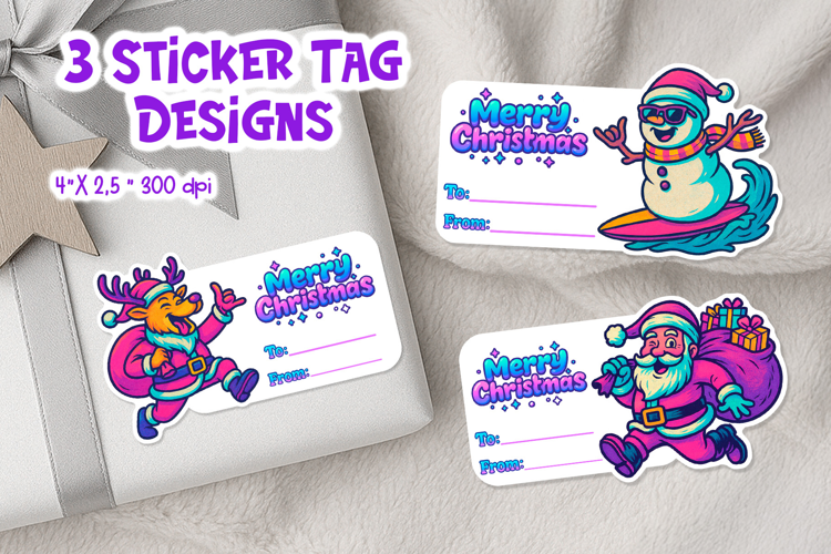 Iridescent Christmas Tag Printable | Neon Holiday Gift Label